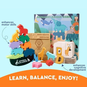 Wooden Animal Balancing Block Game