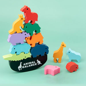 Wooden Animal Balancing Block Game